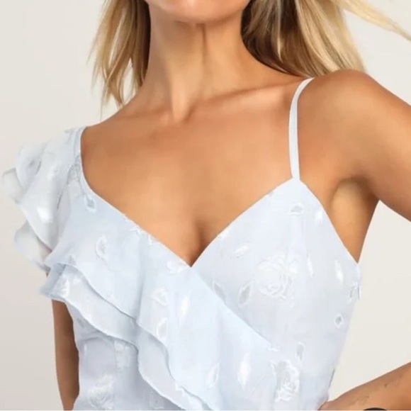 Lulus Forever Be Floral Sleeveless High-Low Dress in Light Blue L Wedding Party - Picture 4 of 12